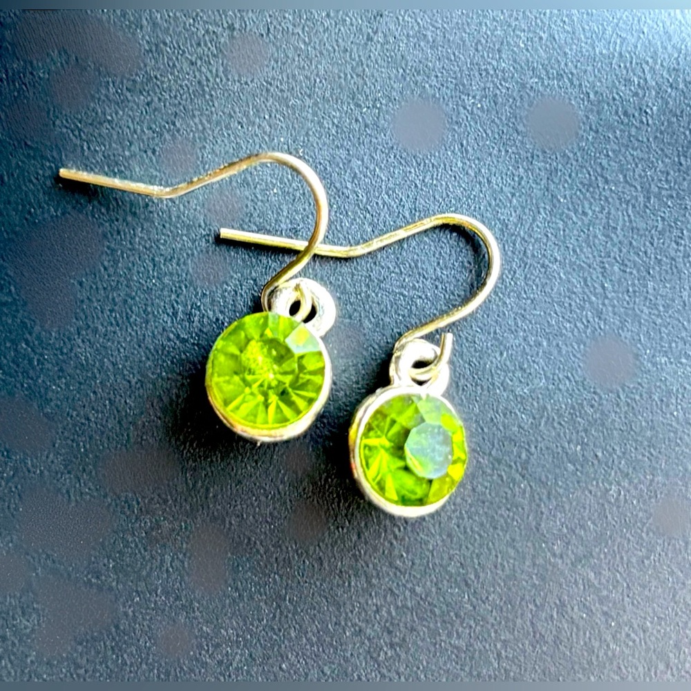 Light Green Crystal Dangle Earrings